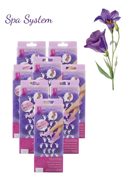Spa System 8 Pieces Purple Spa Gel Socks