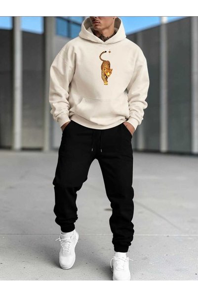 tkn your style Men's Starry Leopard Top & Bottom Tracksuit Set Fashion Print ...