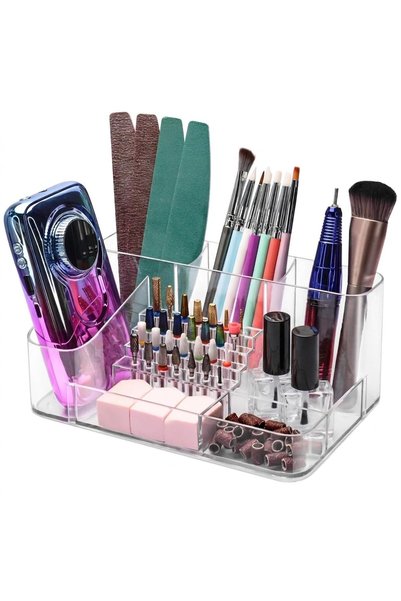 TERRIFI Nail Drill Holder for Organized Manicure Tools, 28 Holes Transparent ...