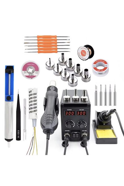 VKONERL 2-in-1 Soldering Station, 700W, Hot Air Gun with LCD Display, Electri...