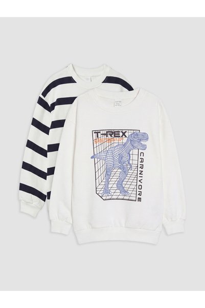 LC Waikiki Lcw Kids Beige 3-Thread Striped Standard & Regular Boys' Sweatshir...