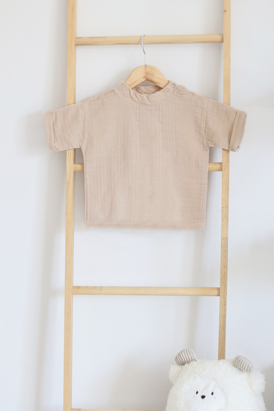 PAHTA 4 Layers Muslin Kids T-Shirt, Short Sleeve-Top