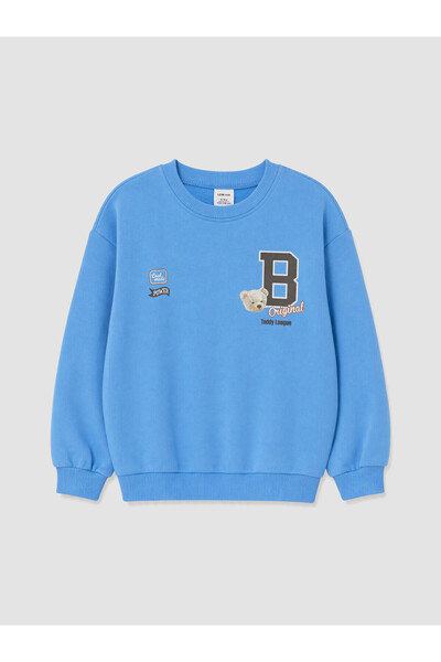 LC Waikiki Lcw Kids Blue 3-Thread Printed Standard & Regular Boys' Sweatshirt...