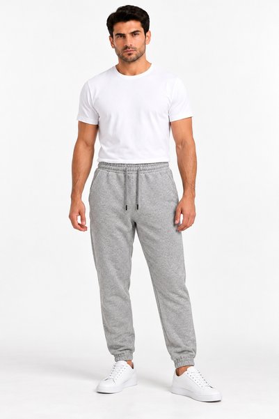 Svmsporgiyim Men's Grey and Black Sweatpants with Elastic Cuffs, Drawstring W...
