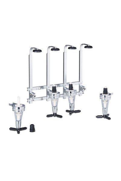 Relaxdays Dozator de sticle montabil pe perete pentru 4 sticle, argintiu, 36 ...