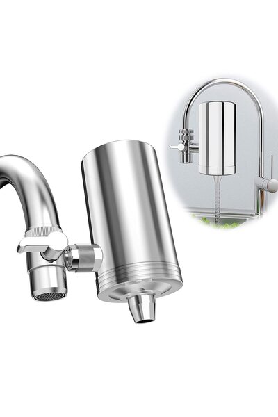 TERRIFI Faucet Water Filter 1200 Gallons, Kitchen Tap Water Purifier, Stainle...