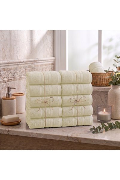 Ralex Pachet 10 prosoape de baie 50x90 cm Bumbac 100%, Bordură greacă 500 gra...