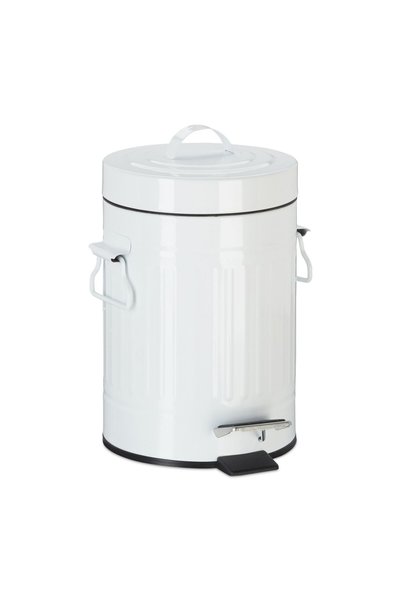 Relaxdays Coș de gunoi, alb, cu pedală, din metal, 5 l