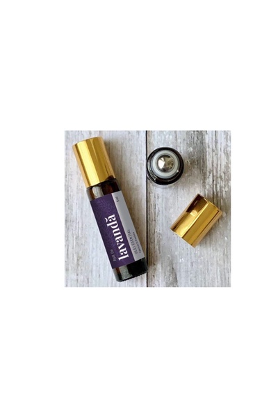 Creatii din lavanda Ulei esențial de lavandă Roll-On, 5 ml, aplicator cu bilă, recipient din sticlă cu capac auriu