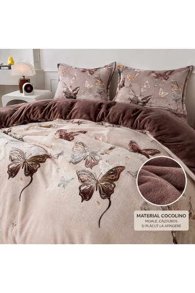 FAMILYDESIGN Lenjerie pufoasa cocolino, 4 piese, pentru pat dublu, calitate s...