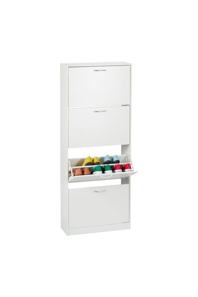 Relaxdays Dulap de pantofi, cu 2 sertare, alb, 152 x 60 x 24 cm, din MDF, pen...