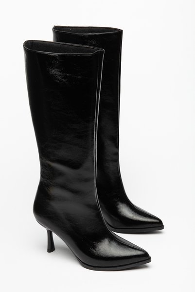 LEMUES SHOES Cizme de damă negre cu toc subțire, pantofi cu fermoar