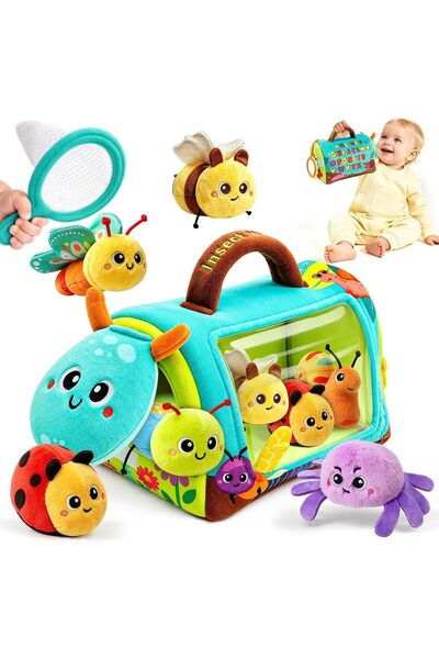 XICEN Baby Toys 6-12 Months, Insect House Toy with 6 Sensory Stuffed Animals ...