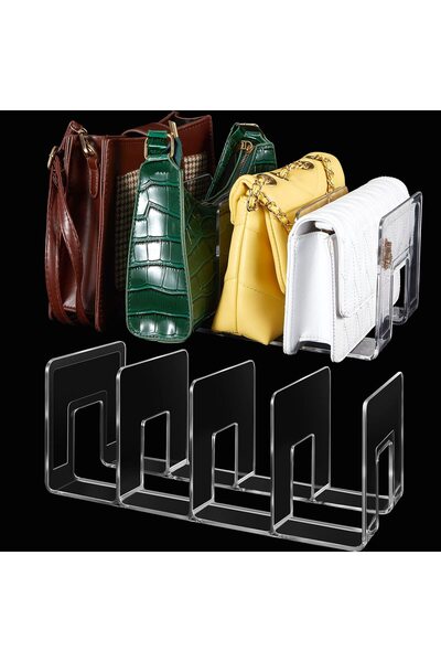 Taiyin Clear Plastic Bag Organizer for Closet 33 x 15 x 12 cm, 4 Sections, Sh...