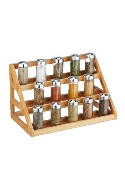 Relaxdays Raft pentru condimente, 3 rafturi, bambus, 23,5 x 39,5 x 21,5 cm, maro