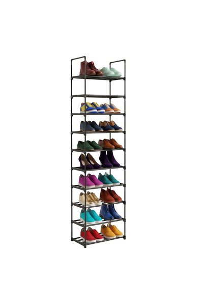 Relaxdays Dulap de pantofi, 5 sau 10 niveluri, negru, 89x45x30cm sau 174x45x30cm