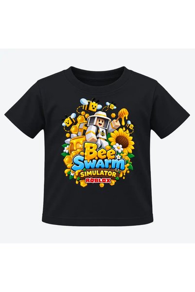 Malfini Tricou personalizat "Roblox – Bee Swarm Simulator", Negru, Copil, Bum...