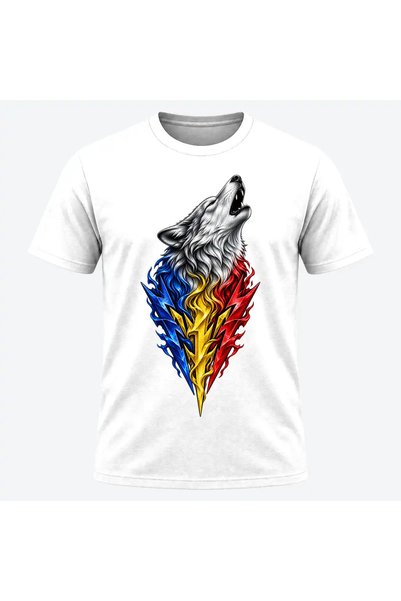 Malfini Tricou personalizat "Tricolor – Lupul Furtunii", Alb, Barbat, Bumbac ...