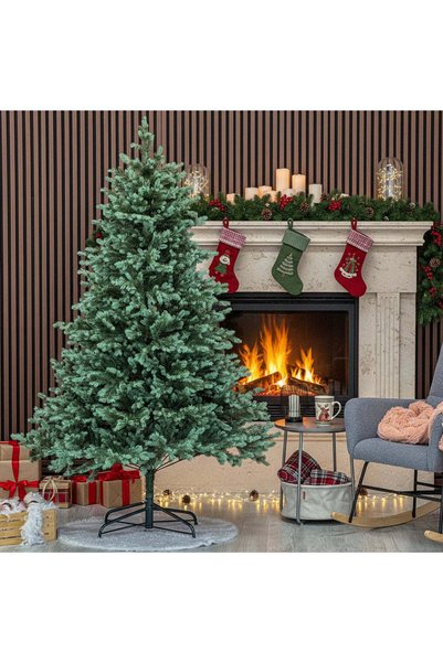 OEM Artificial Christmas tree Scandinavia, green with silver tips, fully 3D, ...
