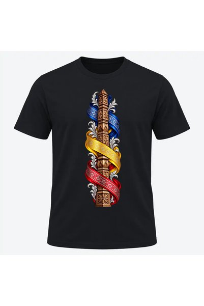 Malfini Tricou personalizat "Tricolor – Coloana Neamului", Negru, Barbat, Bum...