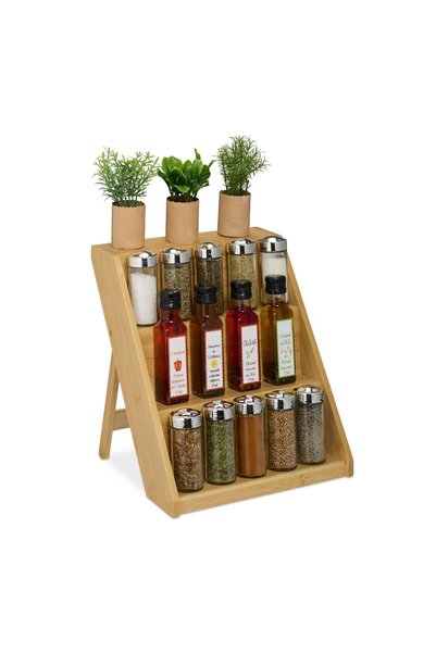 Relaxdays Suport de condimente din bambus Relaxdays, 3 niveluri, 29,5x30x26 cm