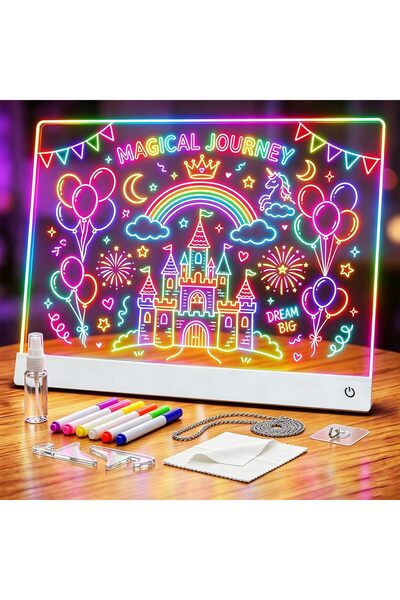 0TO1 TECH LED Drawing Board for Kids, 20x30cm Glow Acrylic Light Up Note Boar...