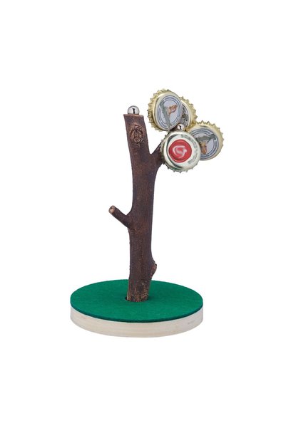 Relaxdays Suport pentru capace de sticlă, Maro/Verde/Maro deschis, 14x9x9 cm