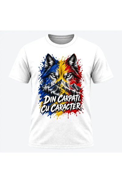 Malfini Tricou personalizat "Tricolor – Din Carpati", Alb, Barbat, Bumbac 100%,