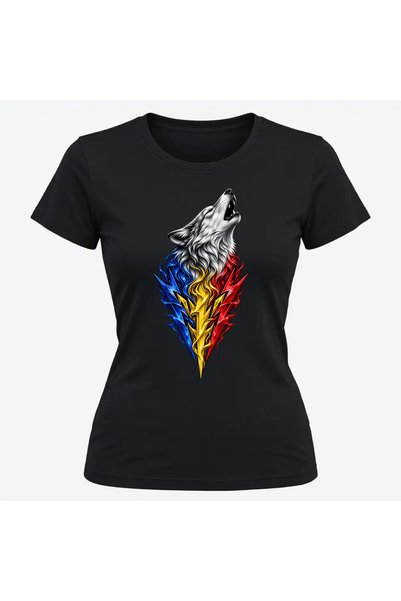 Malfini Tricou personalizat "Tricolor – Lupul Furtunii", Negru, Dama, Bumbac ...