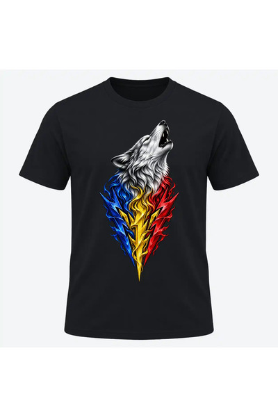 Malfini Tricou personalizat "Tricolor – Lupul Furtunii", Negru, Barbat, Bumba...