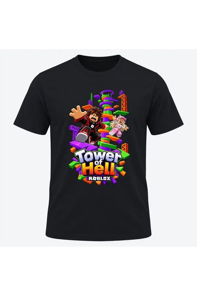 Malfini Tricou personalizat "Roblox – Tower of Hell", Negru, Bărbați, Bumbac ...