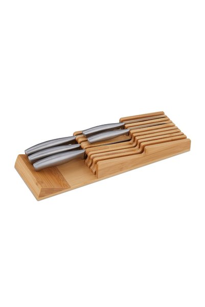 Relaxdays Suport pentru cuțite, organizator pentru 9 cuțite, bambus, 5,5x40x1...