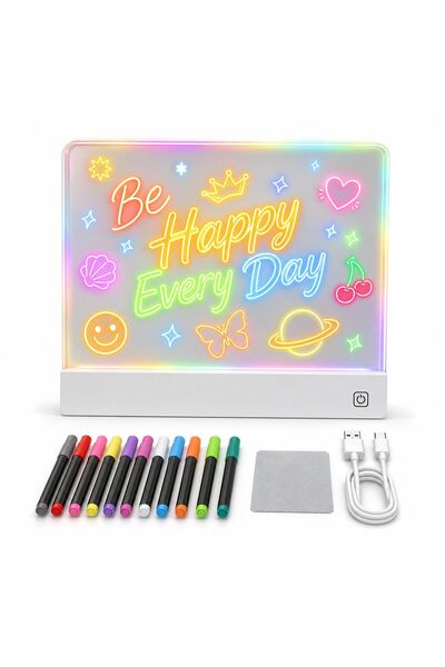 KOWVOWZ Light up Drawing Board, Portable Doodle Glow LED Note Pad with 7 Rgb ...