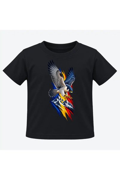 Malfini Tricou personalizat "Tricolor – Zbor peste Carpati", Negru, Copil, Bu...