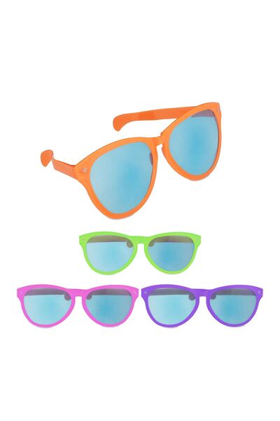 Relaxdays 12x Ochelari de petrecere Jumbo, Verde/Violet/Portocaliu, 9x15.5x25 cm