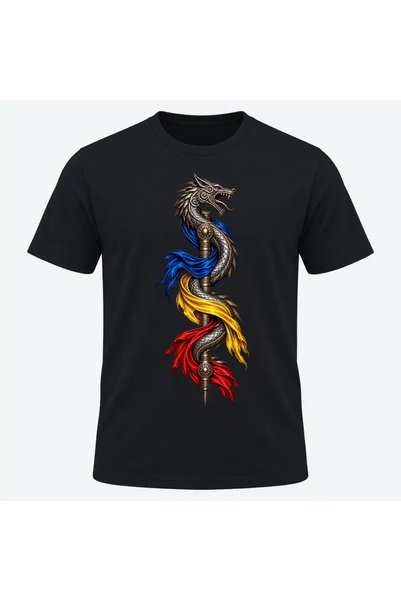 Malfini Tricou personalizat "Tricolor – Draco Renascut", Negru, Barbat, Bumba...