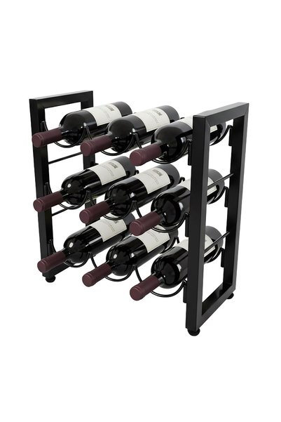 Relaxdays Suport de vin pentru 9 sticle, negru, 36x17x35 cm