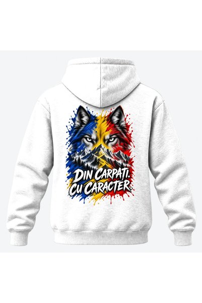 Malfini Hanorac personalizat "Tricolor – Din Carpati", Alb, Barbat, Unisex