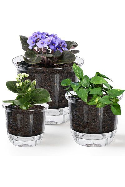 KASTWAVE Self Watering Plant Pots Set of 3 (6", 5", 4") with Automatic Water ...
