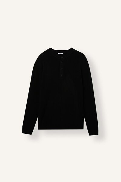 DeFacto Pulover basic din tricot cu guler Henley și nasturi, croială standard...