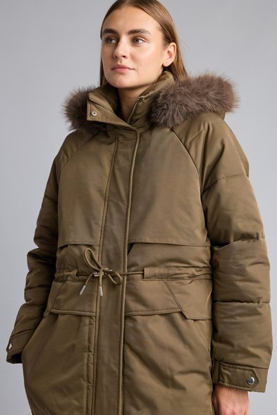 DeFacto Regular Fit Faux Fur Hooded Thick Parka with Drawstring Waist I2857Ax...