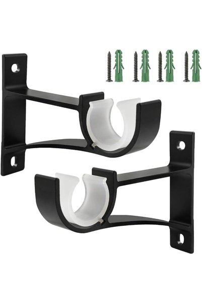 EXCEFORE Curtain Rod Brackets for Wall Mount Rod Holder, Heavy Duty Aluminum ...