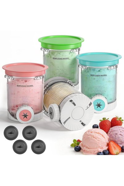 Hejo 4 Pack Ice Cream Pints and Lids Compatible for Ninja NC701UK NC700UK NC7...