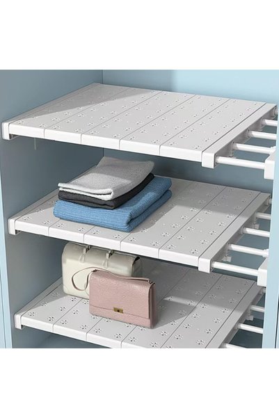 ANYUAN Expandable Closet Shelf, Adjustable Wardrobe Organizer Rack, No Tools ...