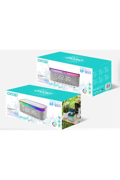 Okop Boxă KP-559 cu ceas, Bluetooth și încărcare wireless