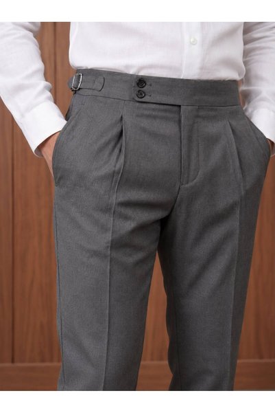 BASEL.CO Modern Old Money Pleated Lycra Fabric Pants