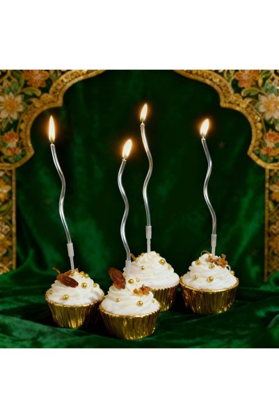 Chocisong 12 شمعة حلزونية ملتوية لتزيين كعكة عيد الميلاد (فضية) - شموع طويلة ...