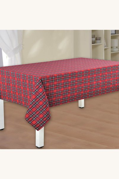 Comerivo Fata de masa rosie cu carouri pentru sarbatori, 180x140 cm, ambianta...