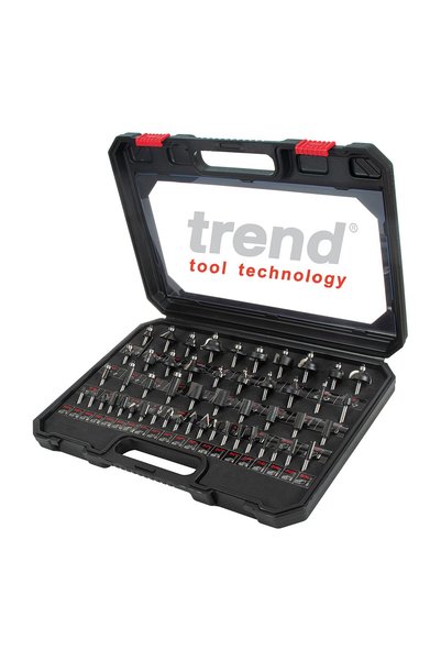 TREND مجموعة أدوات راوتر للمبتدئين، 50 قطعة، ساق 1/4 بوصة، رؤوس من كربيد التن...