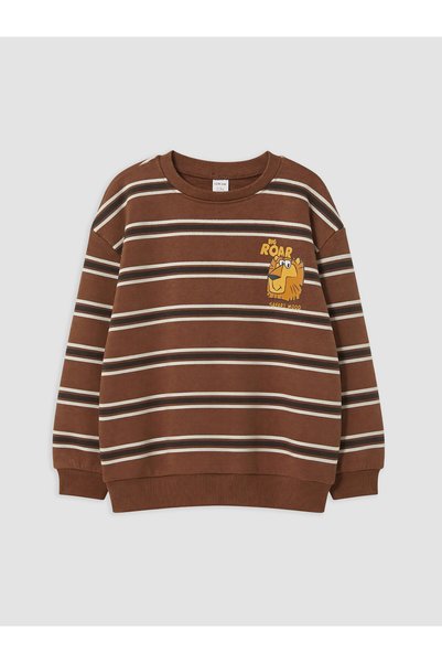 LC Waikiki LCW Kids Brown 3-Ply Brushed Inside Striped Boys' Sweatshirt—The A...